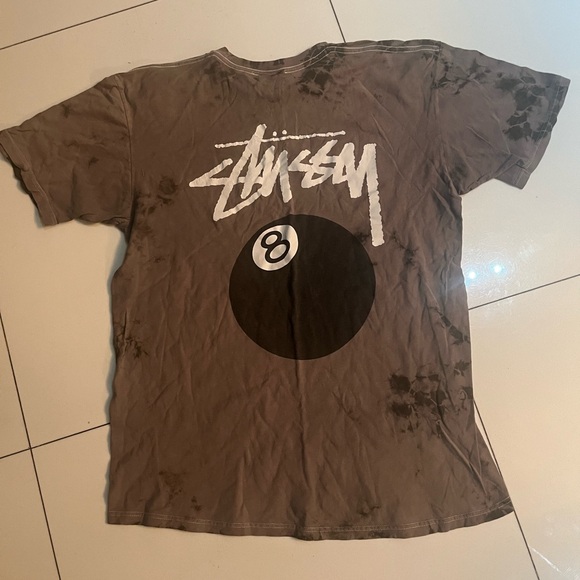 Stussy 8 ball Charcoal Tie-Dye Men's Shirt Sz. Large - Picture 3 of 3